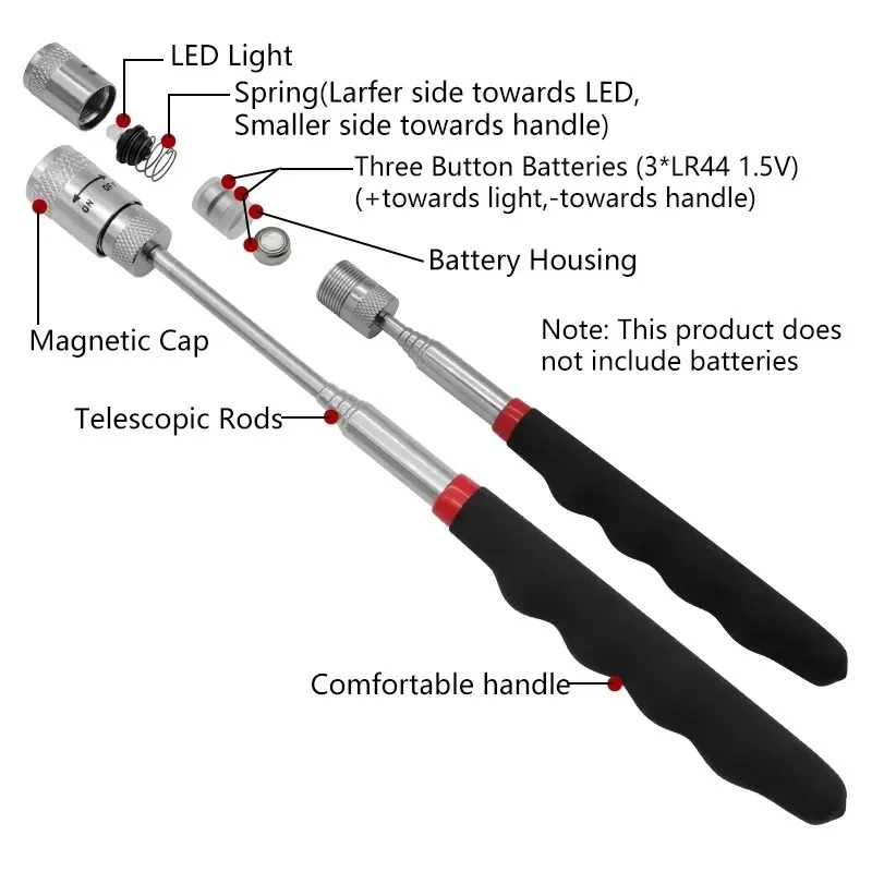 Telescopic Fishing Rod - Teleskopik Manyetik Kalem LED Işıklı Uzatılabilir